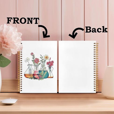 SNNDER Science Teacher Gifts, Floral Beakers Notebook Journal, Chemistry Biology Teacher Gifts, Science Teacher Appreciation Gifts, Hardcover Spiral Notebook 5.5x8.3 Inch in Kuwait