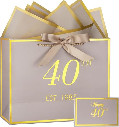momoake 21st Birthday Gift Bag with Card and Tissue Paper for Women/Her, 2004 21 Year Old 13" Elegant Pink Gold Anniversary Keepsake Party Present Shopping Paper Bags for 21st Birthday Decorations in Saudi Arabia
