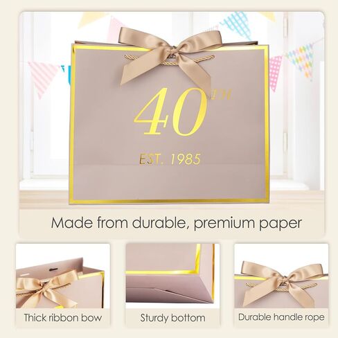 momoake 21st Birthday Gift Bag with Card and Tissue Paper for Women/Her, 2004 21 Year Old 13" Elegant Pink Gold Anniversary Keepsake Party Present Shopping Paper Bags for 21st Birthday Decorations in Saudi Arabia