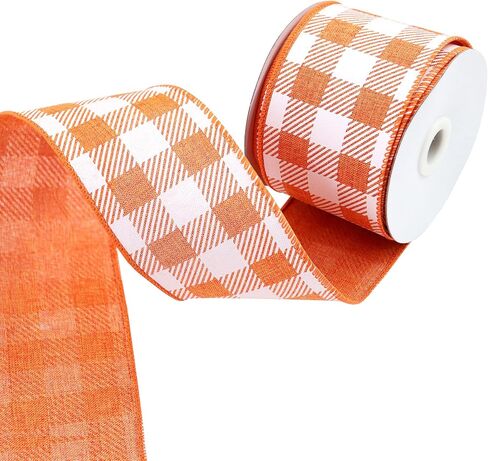 2.5 Inch Wired Edge Burlap Ribbon, Blue Gingham Plaid Checked Ribbons, Easter Ribbons Summer Spring Wired Ribbon,for Gift Wrapping, Wreath, Crafts Home Decoration, Easter Decor (10yds) in Kuwait