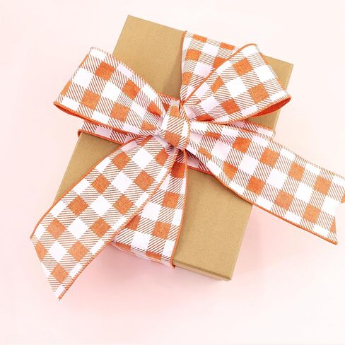 2.5 Inch Wired Edge Burlap Ribbon, Blue Gingham Plaid Checked Ribbons, Easter Ribbons Summer Spring Wired Ribbon,for Gift Wrapping, Wreath, Crafts Home Decoration, Easter Decor (10yds) in Kuwait