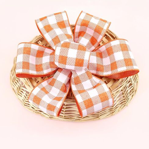 2.5 Inch Wired Edge Burlap Ribbon, Blue Gingham Plaid Checked Ribbons, Easter Ribbons Summer Spring Wired Ribbon,for Gift Wrapping, Wreath, Crafts Home Decoration, Easter Decor (10yds) in Kuwait
