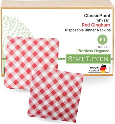 SimuLinen Disposable Dinner Napkins, Biodegradable for Parties, Showers, Luncheons – White with Pink Orchid, 15.5"x15.5", Pack of 50 in Kuwait