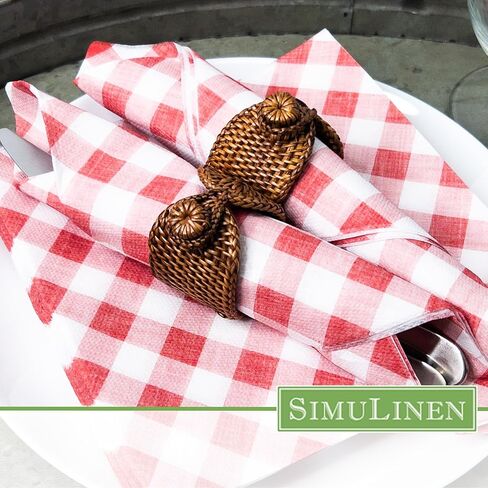 SimuLinen Disposable Dinner Napkins, Biodegradable for Parties, Showers, Luncheons – White with Pink Orchid, 15.5"x15.5", Pack of 50 in Kuwait