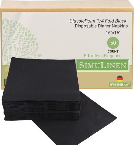 SimuLinen Disposable Dinner Napkins, Biodegradable for Parties, Showers, Luncheons – White with Pink Orchid, 15.5"x15.5", Pack of 50 in Saudi Arabia