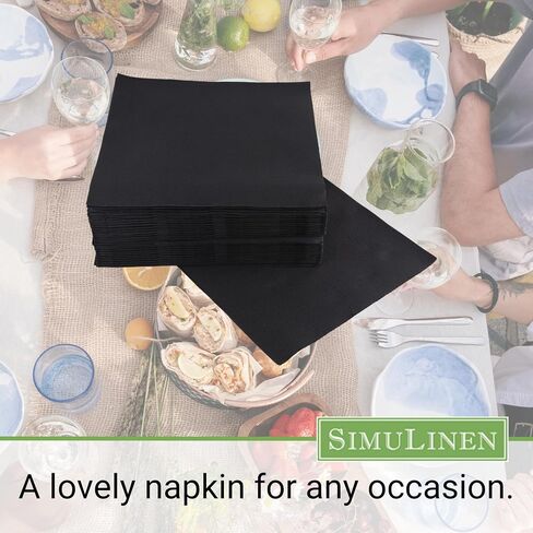 SimuLinen Disposable Dinner Napkins, Biodegradable for Parties, Showers, Luncheons – White with Pink Orchid, 15.5"x15.5", Pack of 50 in Saudi Arabia
