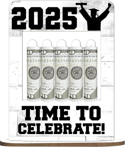 2025 Graduation Gift Money Holder Frame, Class of 2025 Grad Banknote Holder, Wooden Money Cash Personalized Highschool Gifts for Her Him, Graduation Party Decoration-A05 in Saudi Arabia