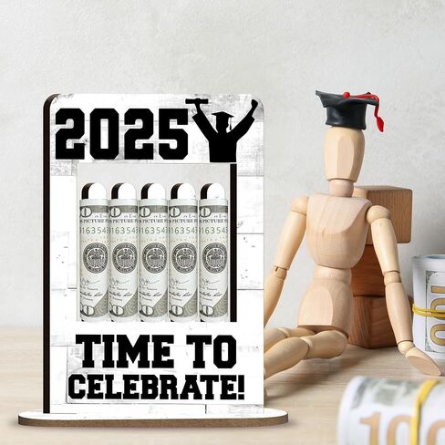 2025 Graduation Gift Money Holder Frame, Class of 2025 Grad Banknote Holder, Wooden Money Cash Personalized Highschool Gifts for Her Him, Graduation Party Decoration-A05 in Saudi Arabia