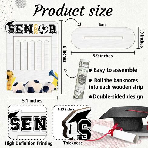 2025 إطار حامل أموال هدايا التخرج ، فئة 2025 خريج الأوراق النقدية ، هدايا مالية خشبية مخصصة له هدايا المدرسة الثانوية لها ، ديكور التخرج-A05 in Kuwait