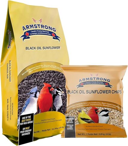 Armstrong Wild Bird Food Black Oil Sunflower Chips, 20 Pounds - for Northern Cardinals, American Goldfinches and Black-Capped Chickadees - Ideal for Outside Feeders in Saudi Arabia