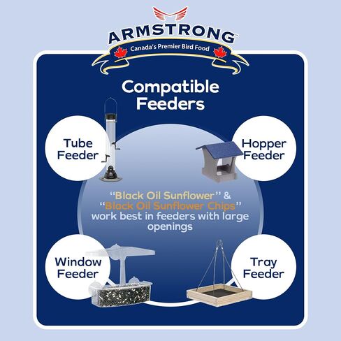 Armstrong Wild Bird Food Black Oil Sunflower Chips, 20 Pounds - for Northern Cardinals, American Goldfinches and Black-Capped Chickadees - Ideal for Outside Feeders in Saudi Arabia