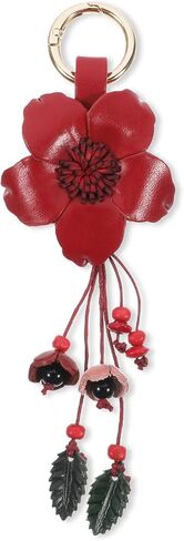 Leather Leaf Flower Tassel Keychain Leather Flower Cute Keychains Boho Accessories Tassel Leaf Key Ring for Women Wallet Bag Purse Pendant Charms in Saudi Arabia