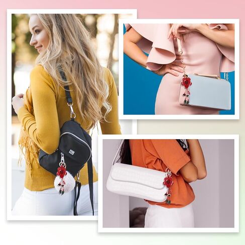 Leather Leaf Flower Tassel Keychain Leather Flower Cute Keychains Boho Accessories Tassel Leaf Key Ring for Women Wallet Bag Purse Pendant Charms in Saudi Arabia
