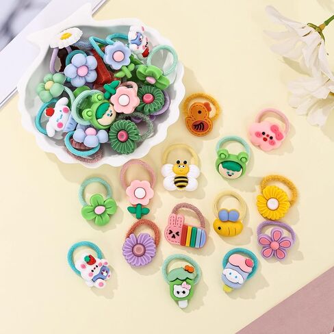60Pcs Cute Small Baby Hair Ties - Colorful Hair Accessories Ponytail Holders Elastic Hair Rubber Bands Hair Accessories For Baby Girls Toddler Girl (Thick rope mixed color-60Pcs) in Kuwait
