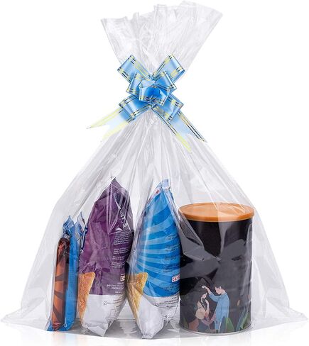 Awpeye Cellophane Bags 50 Pack, Cellophane Gift Bags, Cellophane Wide Clear Bags For Mugs, Wine Bottles And Small Baskets 2 Mil Thick in Saudi Arabia