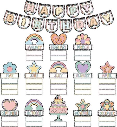 Humyoun Classroom Happy Birthday Chart for Classroom Rainbow Black Dot Bulletin Board Sign Birthday Poster Decoration for Bulletin Board Chalkboard Wall Decor Back to School Supplies (Cute) in Saudi Arabia