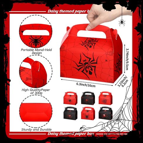 Kosiz 30 Pcs Spider Birthday Party Supplies Spider Party Favor Boxes Gable Gift Boxes Hero Game Theme Style Favors Goodie Fill up the Birthday Gift Bags(Spider) in Saudi Arabia