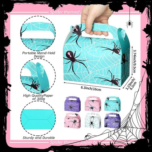 Kosiz 30 Pcs Spider Birthday Party Supplies Spider Party Favor Boxes Gable Gift Boxes Hero Game Theme Style Favors Goodie Fill up the Birthday Gift Bags(Spider) in Saudi Arabia
