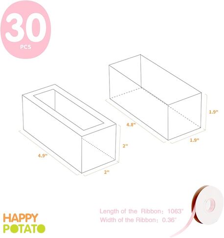 Happy Potato 30 Pack Macaron Joxes لـ 4 أو 5 ، 4 × 1.9 × 1.9 بوصة ، صناديق تغليف معكرون ، صندوق معكرون وردي مع نافذة صافية ، صناديق هدايا حاوية معكرون مع شريط in Kuwait