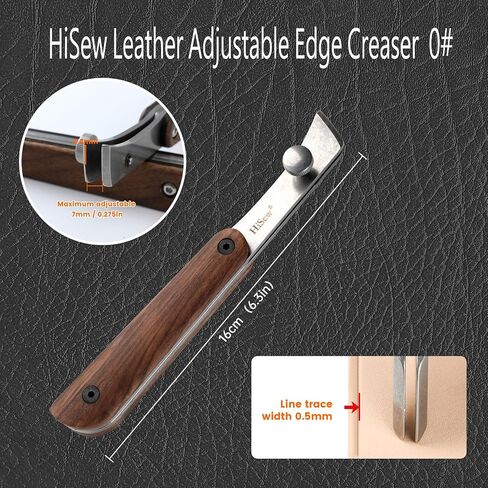 HiSew Leather Edge Creaser - Adjustable Distance, Stainless Steel, Black Walnut Handle, 1.5mm Line Width, Tools for Leather Crafting and Working (New Handle Style) in Saudi Arabia