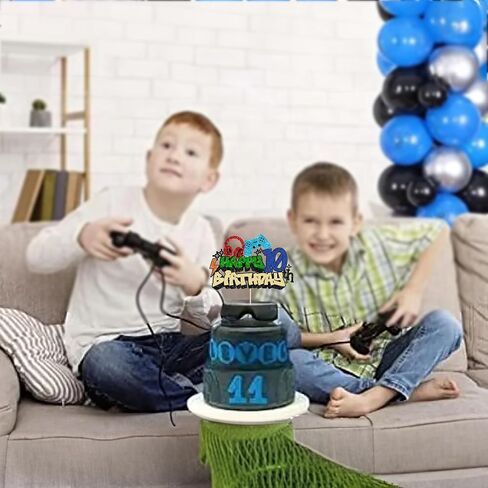 Gyufise 1Pcs Video Game Happy 10th Birthday Cake Topper Glitter Video Game Cake Pick Game On Controllers Tenth Cheers to 10 Years Cake Decoration for Boys 10th Birthday Party Supplies in Saudi Arabia