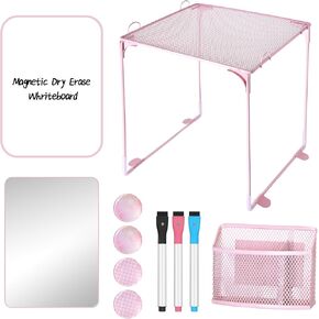 11 PCS Locksories Kit Kit Pink Locker Organizer Decorations تشمل الرف القابل للطي ، المرآة المغناطيسية واللوح الأبيض ، حامل القلم ، علامات محو جافة ، مغناطيس ، العودة إلى المدرسة الأساسية