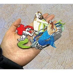 3PCS Mermaid Patches Patches Iron on Cartoon Motif Motif Theberique Exproidery (Mermaid B)