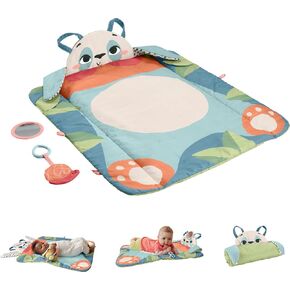 Fisher-Price Baby Activity Play Mat Planet Friends Roly-Poly Panda with 2 Toys for Newborn Tummy Time Play