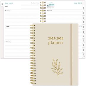 2025-2026 Planner - Academic Planner 2025-2026 from July 2025 - June 2026, Weekly & Monthly Planner Spiral Bound with 12 Monthly Tabs, Inner Pocket, 6.4" x 8.5", Beige