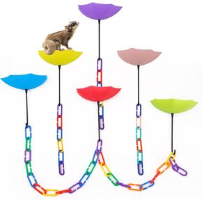 BOXOB 6 Pack Sugar Glider Jumping Platforms with 120pcs C-Clips Climbing Chain Links Hooks Sugar Glider Toy Cage Accessories for Sugar Gliders Rats Ferrets Small Animals Parrot Pet