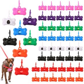 50 PCS Dog Dog Poop Trash Bag Mofenser Plastic Dog Dog Bag Bag Bag for Leash with Hook and Leak Proof ، مع أكياس نفايات الحيوانات الأليفة للمشي للمشي (شكل العظام)