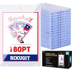 25-Pack Sleeved Card Magnetic Holder - 55PT Magnet Case Fit for Standard Card Storage and Display, Trading Card Sleeve, One Touch Magnetic Card Holder Protectors for Baseball Cards, Sport Cards