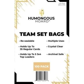 Team Set Bags, Resealable, Holds 35 Cards, Crystal Clear, 100 Pack