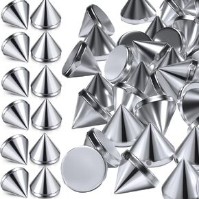 BEIQIYA 100pcs Silver ABS Bullet Spike, 8mm Flat Back Punk Rivets, Cone Studs Beads for Clothing Leather Belt Bag Shoes Jewelry Trims