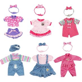 Babeside 6 مجموعات من ملابس دمية الأطفال لدمى 10-15 بوصة ، وملحقات دمية Bitty Baby Dolls - بدلة Romper وتنورة ل Babydoll Babydoll Boy & Girl Girl