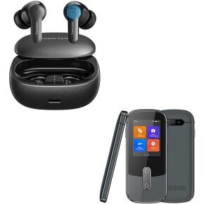 M3 Translator أذن سماعات الأذن Black + W09 مترجم محمول