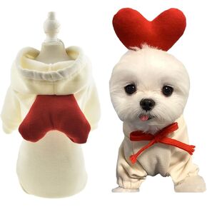 زي الكلب ، Red Heart Dog Cat Swentsists لعيد ميلاد عيد الميلاد عيد الميلاد ، ملابس العطلات لتشيهواهوا يوركي (كبير ، أحمر)