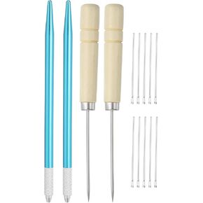 PATIKIL Doll Hair Rooting Holders Kit, 0.6mm/0.8mm Doll Hair Rerooting Knitting Needles with Wood Awls Crochet Hooks Doll Wig Tool for Doll Hair Making Supplies DIY Crafts, Pink