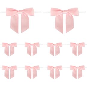 50 PCS Pink Satin Ribbon Twist Bows 3.5 "Vill Pink Pretied Bows Premade Craft Bows for Gaving Wrapp Treat