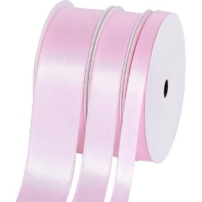 yama light pink double faced satin ribbon baby bink for crafts glapp fludge boudbour bows down down down ، total 30 kards