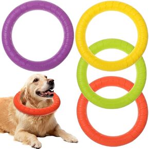 4 Pcs Dog Training Ring for Outdoor, Pet Flying Disc for Aggressive Chewers, Durable Chew Toy Dog Ring Fetch Toys Floating Ring Toy for Large Medium Dogs Training and Teeth Cleaning