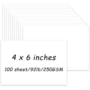 100 Pack 4x6 White Cardstock ، 92 jb/250gsm بطاقات فارغة ثقيلة ، مخزون بطاقة سميكة لدعوات الزفاف ، بطاقات الشكر ، البطاقات البريدية