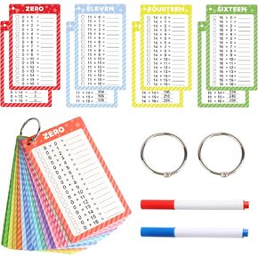 17 PCS ضرب بطاقات فلاش 0-16 مع 2 علامات مسح الجافة و 2 حلقات بطاقات فلاش الرياضيات ألعاب الرياضيات ممتعة للأطفال من الصف الأول ، الصف الثاني ، الصف الثالث ، الصف الرابع