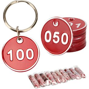 1-100 Numbered, Round ID Tags, Listing Number Tags, Aluminum Alloy Metal Number Tags, Numbered Locker Number Tag, Metal Key Ring Labels for Dormitory Key Chain Box Cabinet Lockers