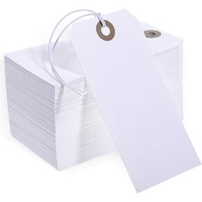 200PCS White Price Tags, 4.72'' × 2.36'' Tetherable String Paper Hanging Tags for Pricing Writable Merchandise Tag Sale Clothing Paper Gift Tag for Retail Shop Store Supermarket
