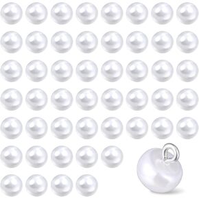 50 PCS أزرار اللؤلؤ للملابس زر لؤلؤة بيضاء مع زر شانك 10 مم لخياطة أزرار زخرفية لقمصان الحرف اليدوية DIY