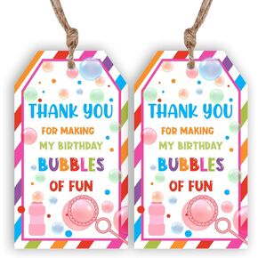 Serencatcher Bubble Birthday Party Taving Taves ، 50pcs bubble شكرًا لك علامات هدية ملونة شكرًا لك على صنع فقاعات عيد ميلا