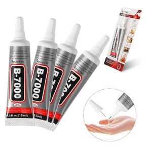 B7000 Glue واضحة مع قطر فوهة الطرف الدقيق 0.6 مم ، B-7000 غراء واضحة للحرف اليدوية Rhinestone 15mL B7000 لاصق المجوهرات للألعاب المعدنية إصلاح شاشة الهاتف الخليوي الإلكترونية الصغيرة (2x0.5 أوقية)