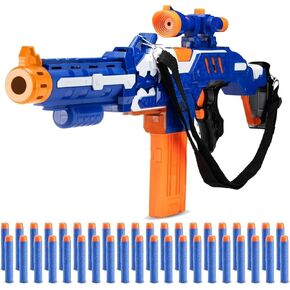 تلقائي لعبة رغوة الرغوة الأطفال - قاذفة قضبان ناعمة كهربائية مع حزام النطاق وحزام الكتف - Premium Blaster Toys PlaySet للبنين والبنات والأطفال والبالغين - تشمل 40 نسخة جديدة من الهادئة