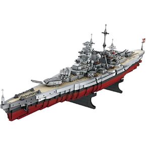 Fucellveca Building Blocks Battleship Toy Set, Classic Bismarck Warship Model Kit for Teenagers and Adults (2081 Pieces)